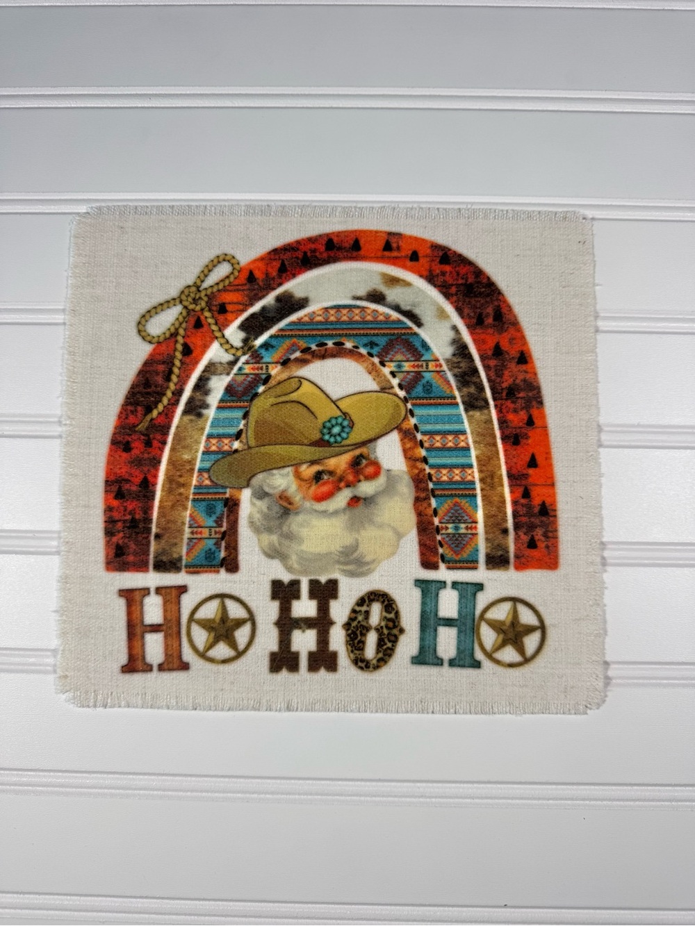 Ho Ho Ho Western Santa Holiday Fabric Patch